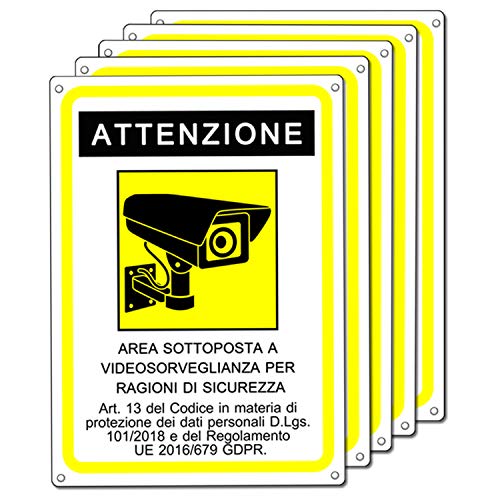 Schild Videoüberwachung - Überwachungskamera für Geschäft und Privatgrundstück - GDPR 2020 - Kunststoff (20 x 15 cm) (5 Stück) von TK THERMALKING
