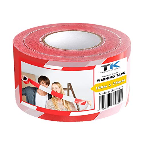 TK THERMALKING Absperrband 100m - Flatterband - Warnband - Trassierband - Rot-Weiß - ausziehbar reißfest für Baustellenabsperrungen, Gefahrenstellen (1 Rolle 100m von TK THERMALKING