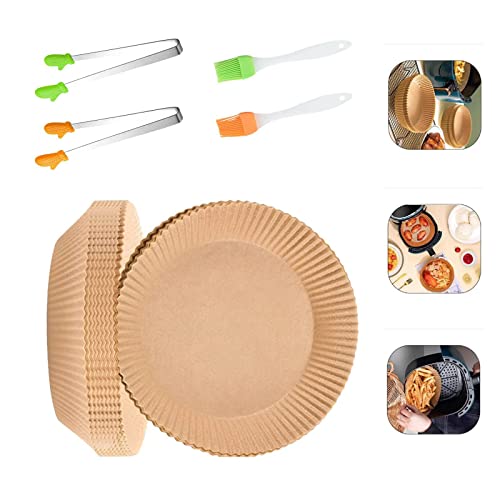 100 Stück Backpapier für Heißluftfritteuse, Backpapier Airfryer Rund Luftfritteuse Pergamentpapier Ölfest Wasserdicht für Heißluftfritteuse Bratpfanne Ofen Mikrowelle(16-20cm/6.3-7.9in) von TK28MN