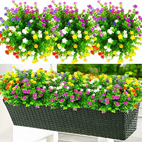 12 Bündel Künstliche Blumen Outdoor Indoor, Künstliche Kunstblumen UV-beständige Sträucher Pflanzen zum Aufhängen Pflanzer Zuhause Hochzeit Veranda Fenster von TK28MN