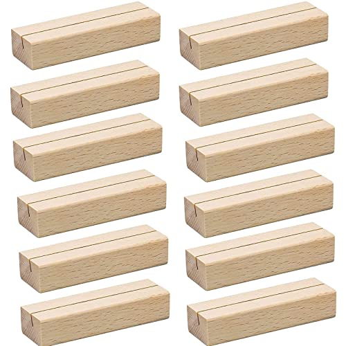 12 Stück Tischkarte Inhaber, 10x3x2cm Natürliches Massivholz Kartenhalter Platzkarte für Hochzeit Tischnummer Tischkarte Platzkartenhalter Fotoständer von TK28MN