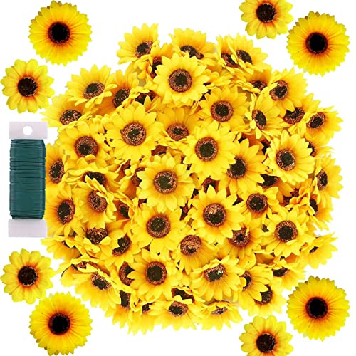 120 Stück Künstliche Sonnenblumen 7CM und 9CM Kunstblumen Sonnenblumen Plastik Sonnenblume Köpfe für Haus Garten Zuhause Party Dekoration Props Gelb von TK28MN