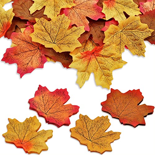 200Pcs Künstliche Ahornblätter Herbstlaub Blätter Künstliche Ahornblatt Farbige Herbstblätter Mehrere Farben Deko Herbst Kunstblätter gemischte Ahorn Laub von TK28MN