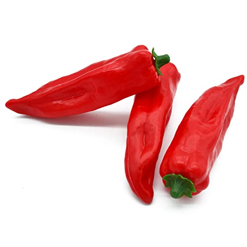 3 rote Spitzpaprika Attrappen aus Kunststoff - Lebensmittelattrappen zur Dekoration, Requisite - Dummy Gemüse von TK28MN