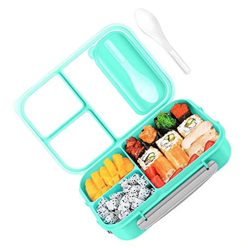 Brotdose-Lunchbox Kinder-Bento Box Erwachsene-1800ML Brotdose Kinder mit 3 Fächern und Besteck,Mikrowellen und SpüLmaschinengeeignet, KüHlhaus,Bpa-Frei von TK28MN