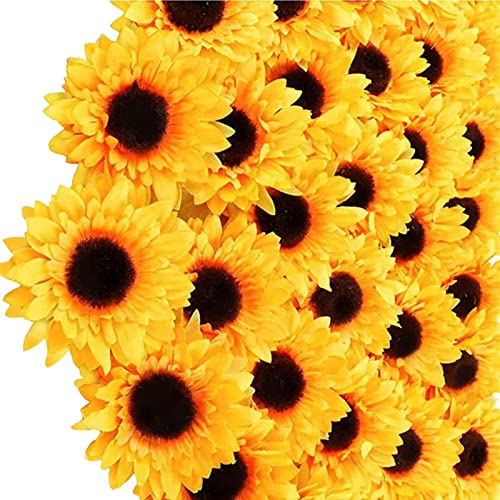 Künstliche Sonnenblumen Köpfe, 30 Stück Blumenköpfe Künstlich Blumenkopf 9cm Sonnenblumen Seidenblumen Deko für DIY Handwerk Zuhause Hochzeit Herbst Party Dekoration von TK28MN