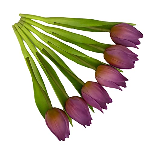 Künstliche Tulpen, künstliche Blumen, Real Touch,Tisch-Dekoration (6 Stück - Länge 19cm, violett) von TK28MN