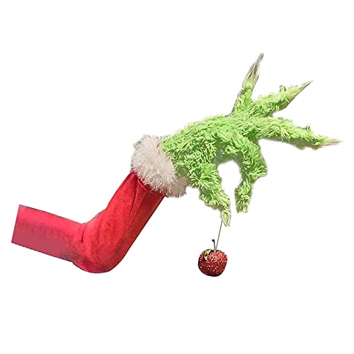 Weihnachtsdieb Grinch Körperdekorationen, Grinch Arm & Kopf Ornament Halter Baum-Sets, Grinch Burlap Pose-able Plush Arm Indoor for Fireplace, Door, Window von TK28MN