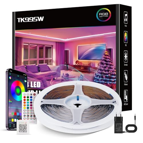Led Strip 20m, Bluetooth RGB Farbwechsel Streifen, Mit Fernbedienung App, Dimmbar Sync Musik Segmentcontrol, Band Selbstklebend Beleuchtung Für Schlafzimmer/Decke/Schrank/Party Ornament von TK99SW