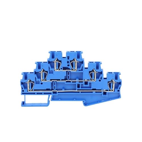 ST2.5-3L Dreistufiger Federkäfig-DIN-Schienenverbinder 6 Anschlüsse 2,5 mm² 28-14 AWG Elektrischer Klemmenblock ST 2.5-3L(ST2.5-3L BLUE) von TKADXPJE