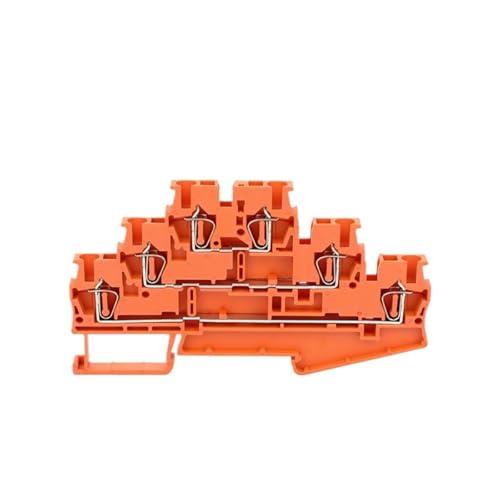 ST2.5-3L Dreistufiger Federkäfig-DIN-Schienenverbinder 6 Anschlüsse 2,5 mm² 28-14 AWG Elektrischer Klemmenblock ST 2.5-3L(ST2.5-3L ORANGE) von TKADXPJE