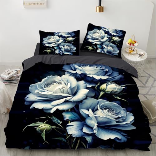 TKCQX BettwäSche Blumen Botanisches Muster BettwäSche 135x200 MäDchen Erwachsene Kinder BettwäSche Retro Blumen Bettbezug Weiche Mikrofaser BettwäSche-Sets mit Kissenbezug 80x80 cm von TKCQX