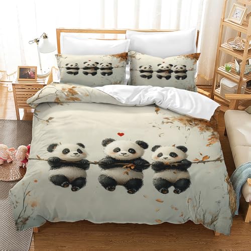 TKCQX BettwäSche-Sets Panda Muster BettwäSche 140x200 Kinder Junge MäDchen Bettbezug aus Mikrofaser Panda Druck KinderbettwäSche mit ReißVerschluss mit Kissenbezug 80x80 cm TKCQX BettwäSche-Sets Panda Muster BettwäSche 140x200 Kinder Junge MäDchen Bettbezug aus Mikrofaser Panda Druck KinderbettwäSche mit ReißVerschluss mit Kissenbezug 80x80 cm von TKCQX