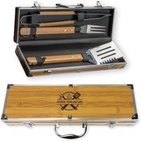 Graviertes Bbq Grill Set/Grillbesteck Mit Gravur 3-Teilig Im Geschenkkoffer von TKHOLZZEUG