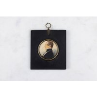 Feine Portraitminiatur Eines Mannes Circa 18.oder 19.jahrhundert von TKHvintage