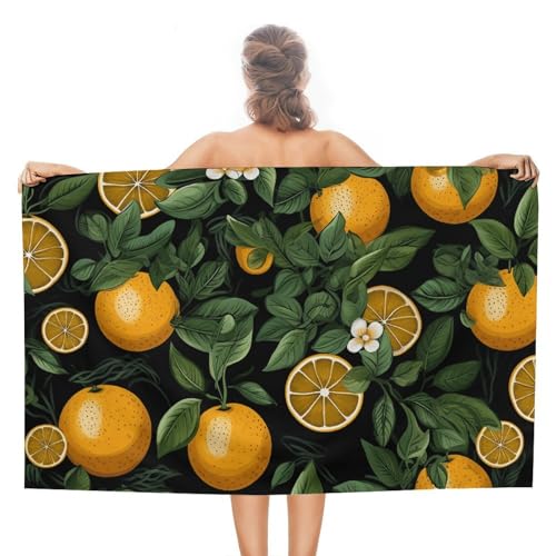 TKJMCSW Strandtuch mit Orangen und Blättern, Pool-Handtücher, übergroß, schnell trocknend, Mikrofaser, sandfrei, saugfähig, leicht, personalisierbar, türkisches Strandtuch für Erwachsene, Reisen TKJMCSW Strandtuch mit Orangen und Blättern, Pool-Handtücher, übergroß, schnell trocknend, Mikrofaser, sandfrei, saugfähig, leicht, personalisierbar, türkisches Strandtuch für Erwachsene, Reisen von TKJMCSW