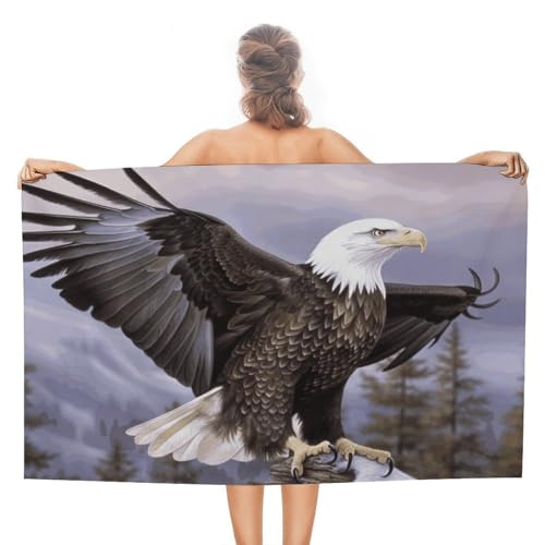TKJMCSW Strandtuch mit Weißkopfseeadler, Pool-Handtücher, übergroß, schnell trocknend, Mikrofaser, sandfrei, saugfähig, leicht, personalisierbar, türkisches Strandtuch für Erwachsene, Reisen TKJMCSW Strandtuch mit Weißkopfseeadler, Pool-Handtücher, übergroß, schnell trocknend, Mikrofaser, sandfrei, saugfähig, leicht, personalisierbar, türkisches Strandtuch für Erwachsene, Reisen von TKJMCSW