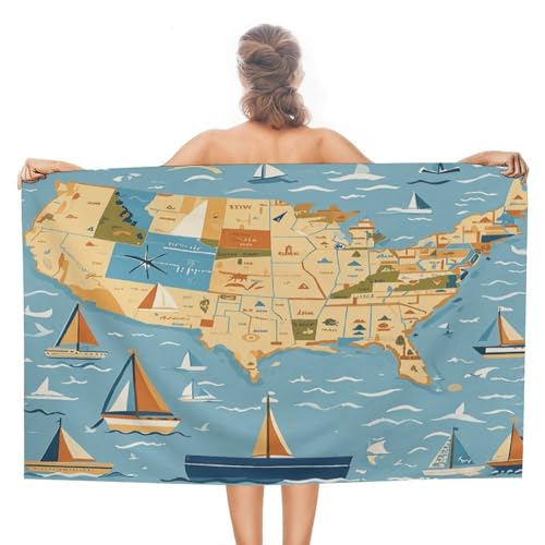 TKJMCSW Strandtuch mit nautischem Segelboot, 130 x 78 cm, Pool-Handtücher, übergroß, schnell trocknend, Mikrofaser, sandfrei, saugfähig, leicht, personalisierbar, türkisches Strandtuch für Erwachsene TKJMCSW Strandtuch mit nautischem Segelboot, 130 x 78 cm, Pool-Handtücher, übergroß, schnell trocknend, Mikrofaser, sandfrei, saugfähig, leicht, personalisierbar, türkisches Strandtuch für Erwachsene von TKJMCSW