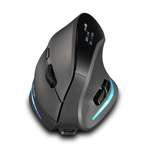 TKMARS Display Vertical Wireless Mouse,RGB-Lichtstreifen Ergonomic Computer Maus, 2.4G Wireless Maus mit Programmierfunktion, Wiederaufladbare Multi-Device Gamingma TKMARS Display Vertical Wireless Mouse,RGB-Lichtstreifen Ergonomic Computer Maus, 2.4G Wireless Maus mit Programmierfunktion, Wiederaufladbare Multi-Device Gamingma von TKMARS