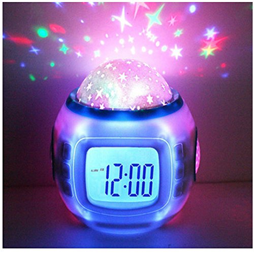 TKMARS LED Sternenhimmel Projektor Mini Kinderwecker Kalender Thermometer Wecker mit Hübschen Klängen und Animiertem von TKMARS