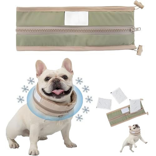 Cool Loop for Dogs, Petzymart Cool Loop, Dog Cooling Collar Neck Cooler, with Ice Pack, Reusable, Keep Cool and Comfortable, Waterproof Fabric, for Dogs to Cool down Going Out (Green, M (8-12 Kg)) von TKNIBEEN