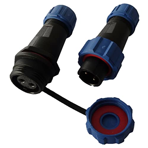 230V 12V IP68 16mm 2-polig 3-polig 2-Pin 3Pin Rundstecker Buchse Verbinder Stecker Set mit Deckel Steckverbindung Steckverbinder wasserdicht für Garten Boot KFZ / 8mm Kabeldurchmesser (2-Pin) von TKSTAR