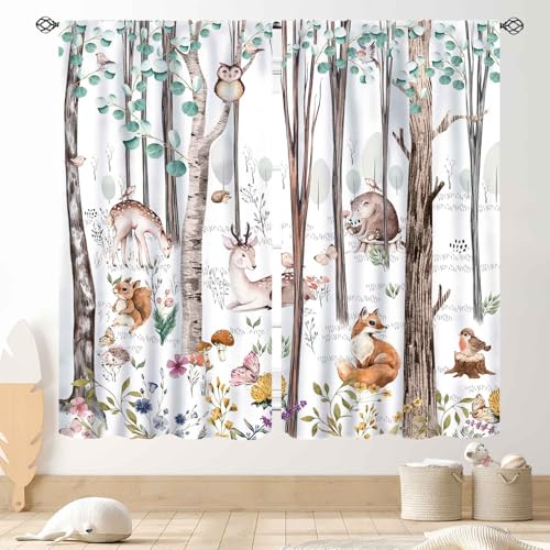 Woodland Vorhänge für Kinderzimmer, rustikale Waldtiere, Wildtiere, Aquarell, Wald, Bär, Hirsch, Fuchs, Landhaus-Verdunkelung, Fenstervorhänge für Baby, Mädchen, Jungen, Schlafzimmer, Wohnzimmer, Woodland Vorhänge für Kinderzimmer, rustikale Waldtiere, Wildtiere, Aquarell, Wald, Bär, Hirsch, Fuchs, Landhaus-Verdunkelung, Fenstervorhänge für Baby, Mädchen, Jungen, Schlafzimmer, Wohnzimmer, von TKUYO
