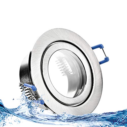trendlights24 Mare Decken Einbaustrahler IP44-5er Set ultra flach 35 mm LED Spots 5W dimmbar 230V Warmweiß 3000K - Edelstahl Optik - Bad außen von trendlights24