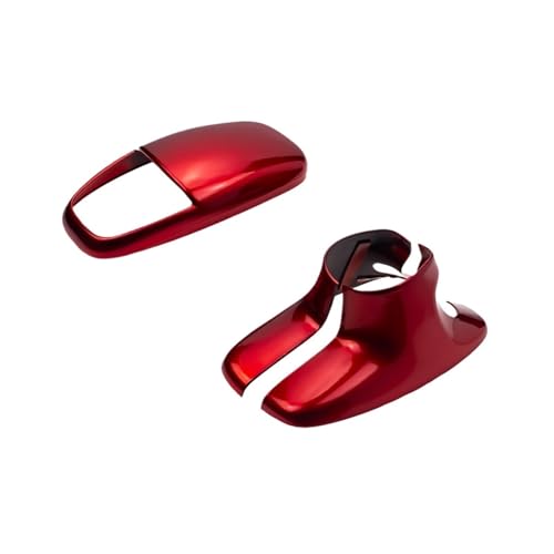 TLCBAZCF 3 Stück Schaltknaufabdeckung in Rot oder Kohlefaserfarbe, Innenverkleidung, kompatibel mit Dodge Challenger Durango 2015–2023(Red) von TLCBAZCF