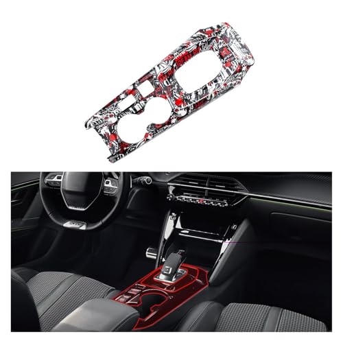 TLCBAZCF ABS-Graffiti-Farbautomatik mit Knopfversion Schaltrahmenverkleidung Innenverkleidung Kompatibel mit Peugeot 208 2020-2025(2 Pieces) von TLCBAZCF