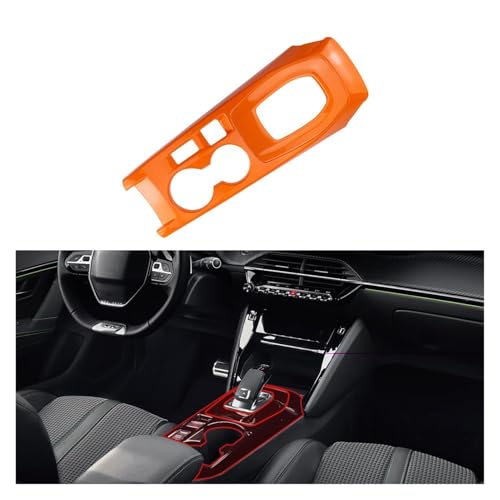 TLCBAZCF ABS Orange Automatik mit Knopfversion Schaltrahmenverkleidung Innenverkleidung Kompatibel mit Peugeot 208 2020-2025(2 Pieces) von TLCBAZCF