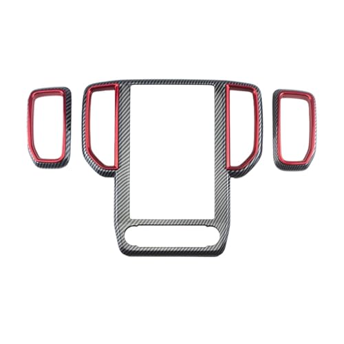 TLCBAZCF Kohlefaser mit rotem Armaturenbrett 101 12 Zoll Navigations-Entlüftungsrahmen-Zierabdeckung Kompatibel mit Ford Ranger T9 Everest 2023 2024(7pcs 10.1 inch) von TLCBAZCF