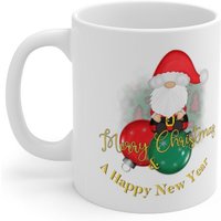 Merry Christmas Gnome Keramik Tasse, Weihnachtswichtel Geschenk Kaffeetasse von TLCGiftshopDesigns