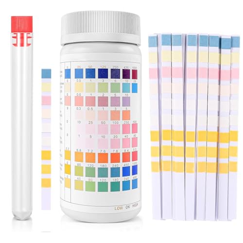 9 in 1 Aquarium Wassertest 100 Stück Aquarium Teststreifen, Aquarium Wassertest Set Wassertester Teststreifen für Aquarium Aquarium Zubehör zur Messung von pH Wasserhärte Chlor im Aquarium Teich von TLDNZXY