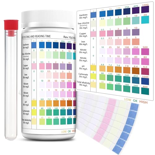 100 Streifen Wassertest Aquarium Teststreifen 9 in 1 Aquarium Wassertest, Aquarium Test Aquarium Teststreifen für Aquarien Aquarium Zubehör zur Messung von pH Wasserhärte Chlor Nitrit im Fischbecken 100 Streifen Wassertest Aquarium Teststreifen 9 in 1 Aquarium Wassertest, Aquarium Test Aquarium Teststreifen für Aquarien Aquarium Zubehör zur Messung von pH Wasserhärte Chlor Nitrit im Fischbecken von TLDNZXY