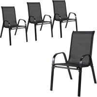 4er Set Gartenstuhl Stapelstuhl Hochlehner Balkonstuhl Campingstuhl Outdoor Sitzgruppe Terrassenstuhl(Schwarz) von TLGREEN