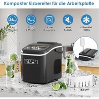 Eiswürfelmaschine Eiswürfelbereiter Icemaker Selbstreinigender Eisbereiter,9 Eiswürfel in 6 Minuten,2 Eiswürfelgrößen (schwarz) von TLGREEN