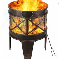 Tlgreen - Feuerschale 58 x 45 x 42 cm,Feuerkorb, Kamin mit Feuerschale Rund in Antik-Rost-Optik, Griff und Schürhaken, Mehrzweck-Feuerkorb für schöne Tlgreen - Feuerschale 58 x 45 x 42 cm,Feuerkorb, Kamin mit Feuerschale Rund in Antik-Rost-Optik, Griff und Schürhaken, Mehrzweck-Feuerkorb für schöne von TLGREEN