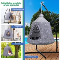 Kinderhängematte mit Ständer, Hängesessel für drinnen und draußen, Hängeschaukelstuhl mit LED-Leuchten, Tragkraft 150 kg(Grau) von TLGREEN