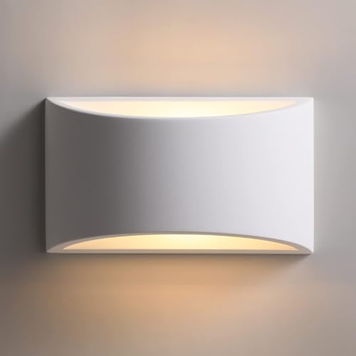 LED Wandleuchte Innen, 9W Weiß Gipsleuchte Modernes Design Wandlampe LED Licht Up und Down Wandlicht Spotlicht für Badezimmer, Wohnzimmer, Schlafzimmer, Flur (G9 LED Warmweiß) [Energieklasse E] von TLGREEN