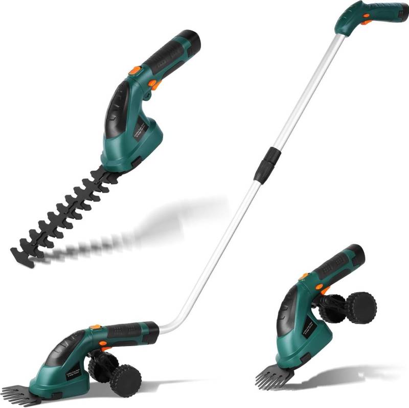 TLGREEN Akku-Grasschere 2 in 1 Handheckenschere mit Teleskopstiel,Akku 7,2V 2000mAh von TLGREEN