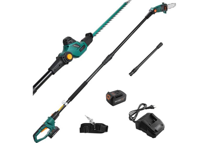TLGREEN Akku-Heckenschere,2-in-1 Hochentaster Heckenschere, bis 3,00 m Arbeitshöhe, (Verstellbarer Schnittwinkel, Arbeitshöhe über 3m), Kettensäge mit Akku 4000mAh, Kabellose Astschere Profi von TLGREEN