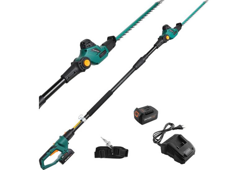 TLGREEN Akku-Heckenschere,Teleskop-Heckenschere Akku, Winkelverstellbare Heckenschere, bis 4,00 m Arbeitshöhe, mit 20V 4,0Ah Li-Ion Akku/Ladegerät von TLGREEN