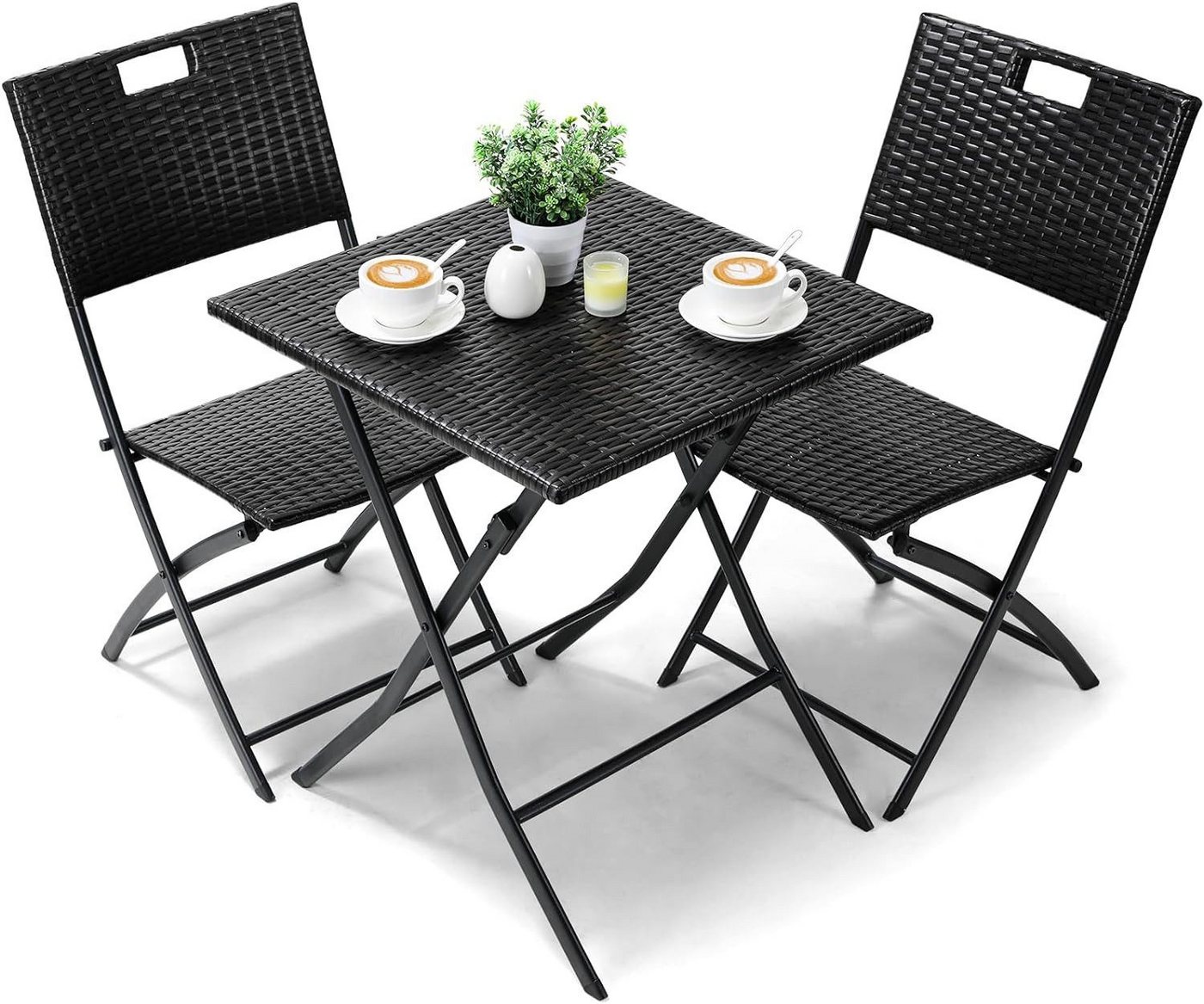 TLGREEN Balkonset, Gartenmöbel Set 3-teilige,Klappbar mit 2 Stühle und Tisch von TLGREEN