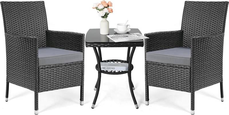 TLGREEN Balkonset, Gartenmöbel Set 3-tlg,Polyrattan Lounge Set,Balkon Lounge Set von TLGREEN