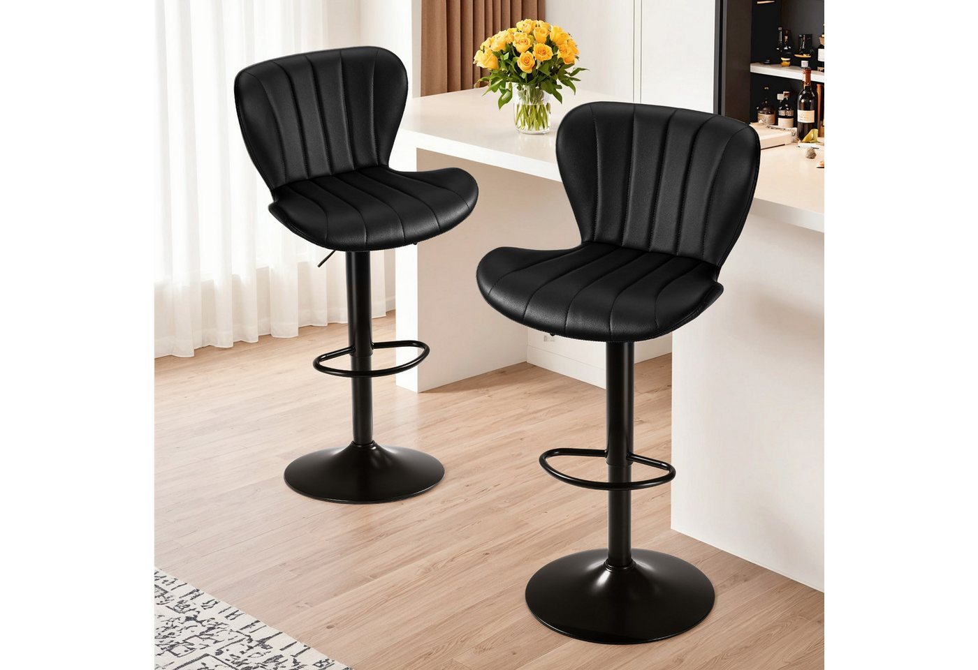 TLGREEN Barhocker 2er-set Barstühle,Küchenstuhl mit 360-Grad-Drehfunktion, (Sitzhöhe62cm - 83 cm,Bis 168kg), fur Hausbar,Heimküche,Restaurants und Cafés von TLGREEN