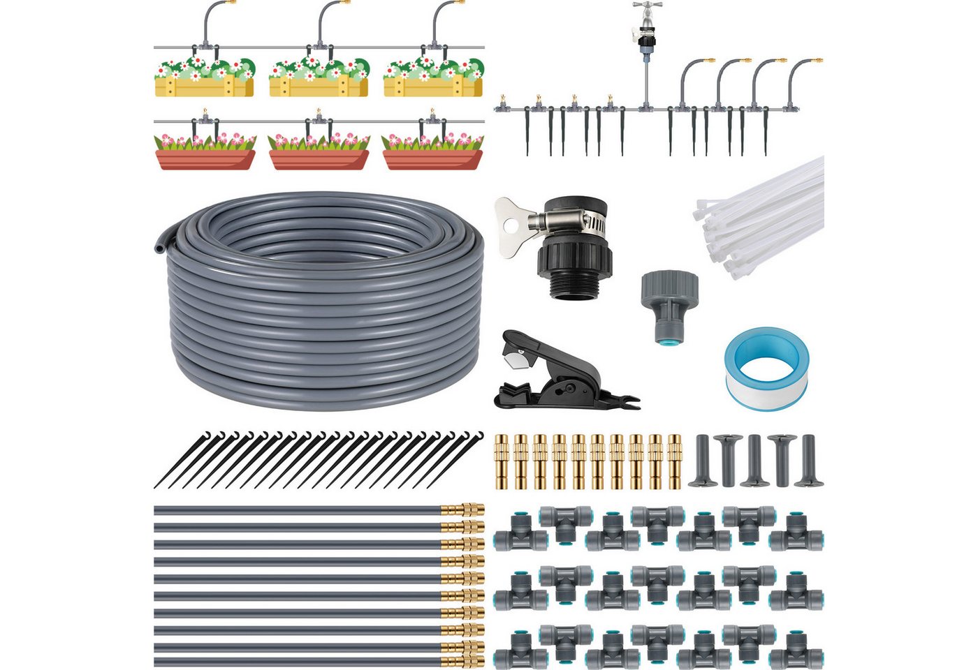 TLGREEN Bewässerungssystem Gartenbewässerungssystem, (20M Bewässerungsrohre Automatische Bewässerungssets, Quick-connect DIY Micro Drip System Bewässerung Kit,Misting System), für Garten Pflanzen, Landschaft, and Gewächshaus von TLGREEN
