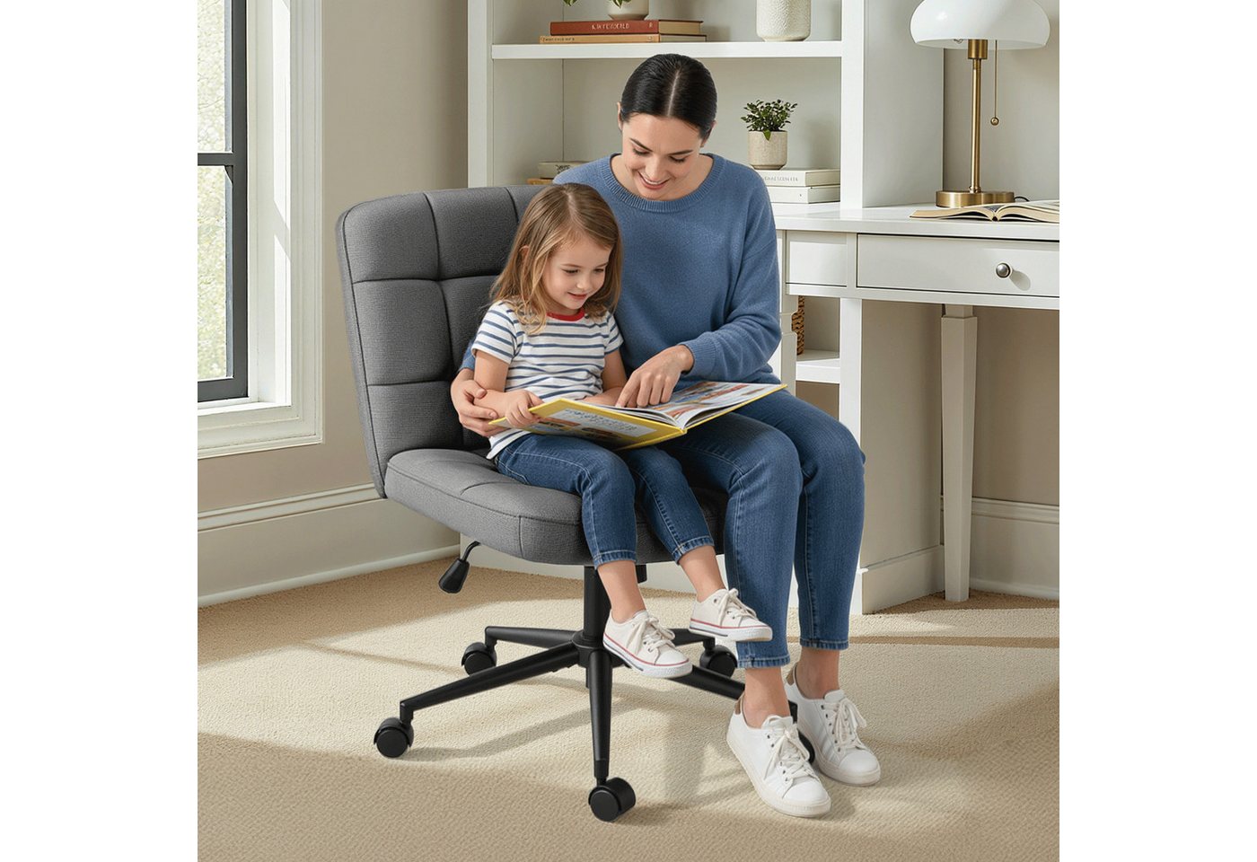 TLGREEN Bürostuhl Drehstuhl mit breiter Sitzfläche,Ergonomischer Stuhl, Höhenverstellbarer Schneidersitz Drehstuhl für Home Office TLGREEN Bürostuhl Drehstuhl mit breiter Sitzfläche,Ergonomischer Stuhl, Höhenverstellbarer Schneidersitz Drehstuhl für Home Office von TLGREEN