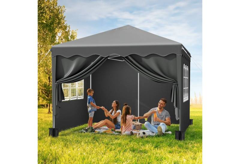 TLGREEN Faltpavillon 3x3 M Gartenpavillon Höhenverstellbar, mit 4 Seitenteilen, Wasserdicht Stabil Winterfest mit 420D Oxford von TLGREEN