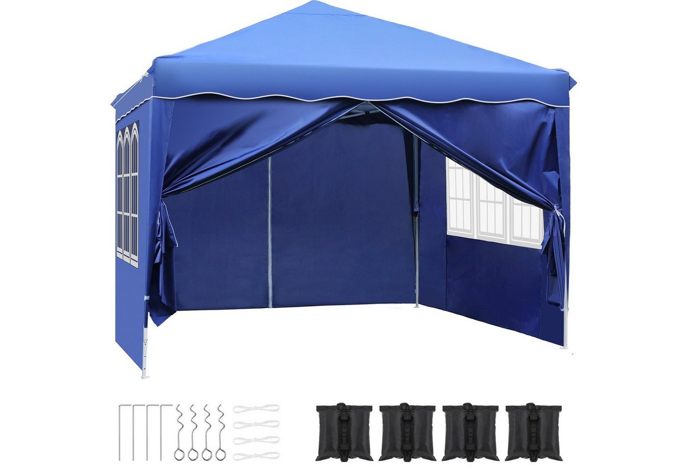 TLGREEN Faltpavillon Pavillon 3x3m Wasserdicht, Falt Zelt mit 4 Seitenwänden,UV Schutz 50+, mit 4 Seitenteilen von TLGREEN